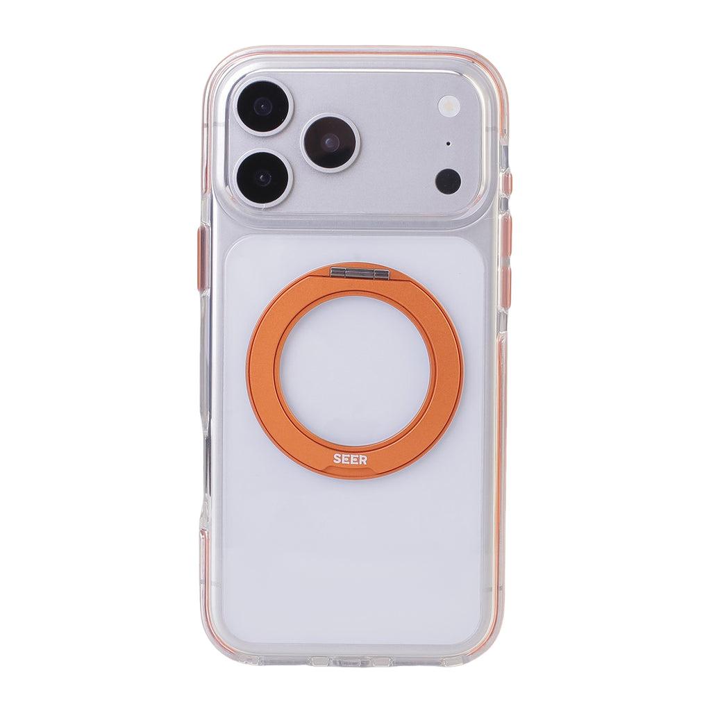 Seer iPhone 17 Pro Max Case S2 (Transparent Case + Orange/Grey/Black Stand)
